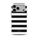 Horizontal Stripes, Schwarz und Weiß - Tough MagSafe iPhone-Handyhülle