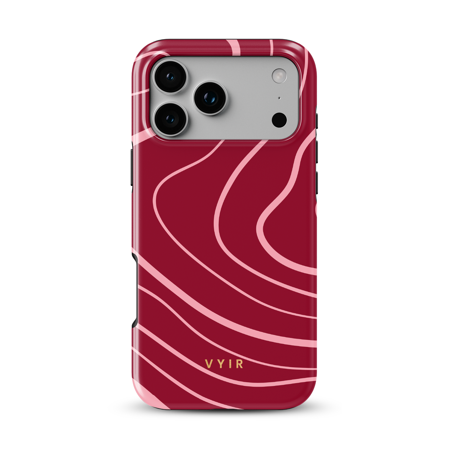 Swirl Lines, Pink & Red - Shockproof MagSafe iPhone Case - VYIR