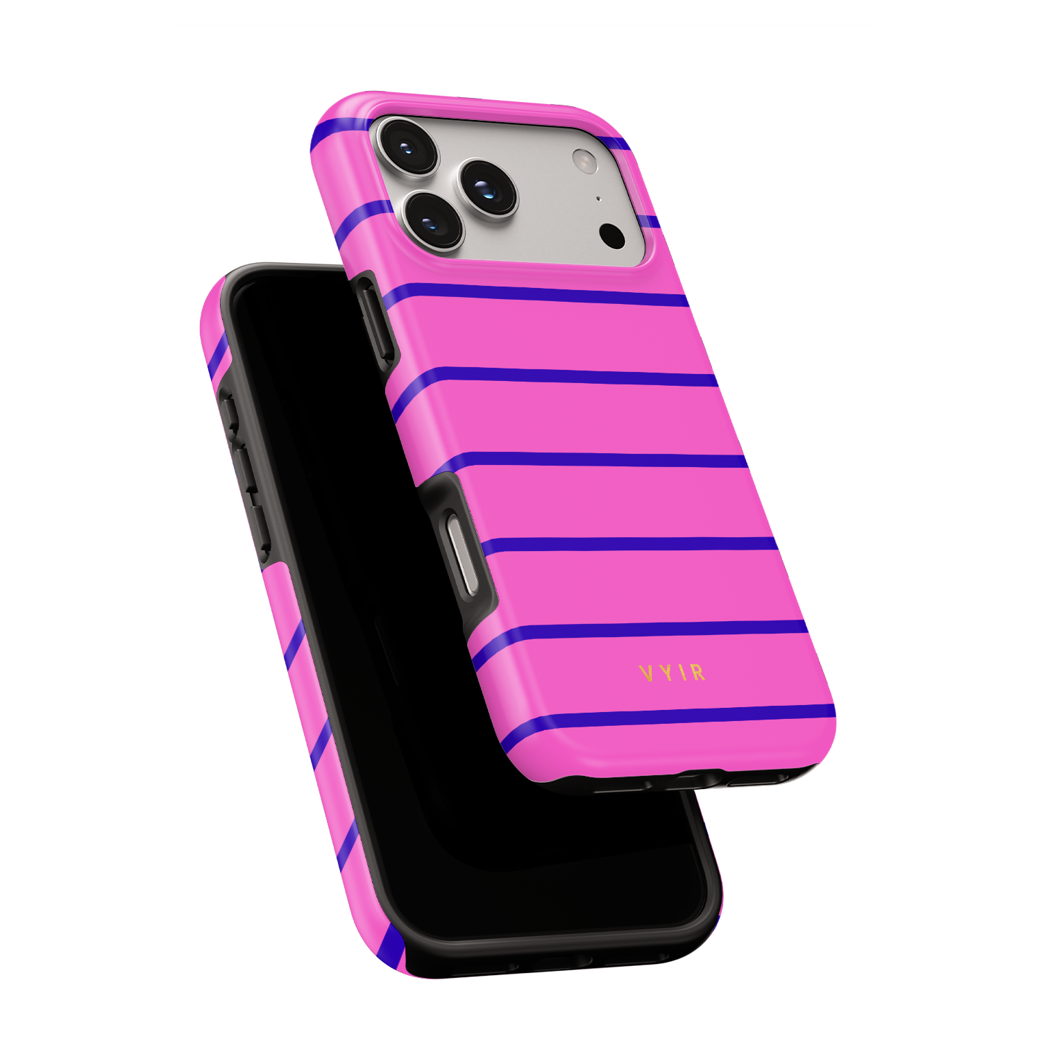 Horizontal Stripes, Pink Curtains - Shockproof Phone Case - VYIR