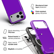 VYIR Signature Solid Colors, Purple - Shockproof MagSafe iPhone Case - VYIR