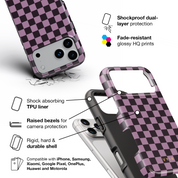 Tiny Checker, Plum - Shockproof Phone Case - VYIR