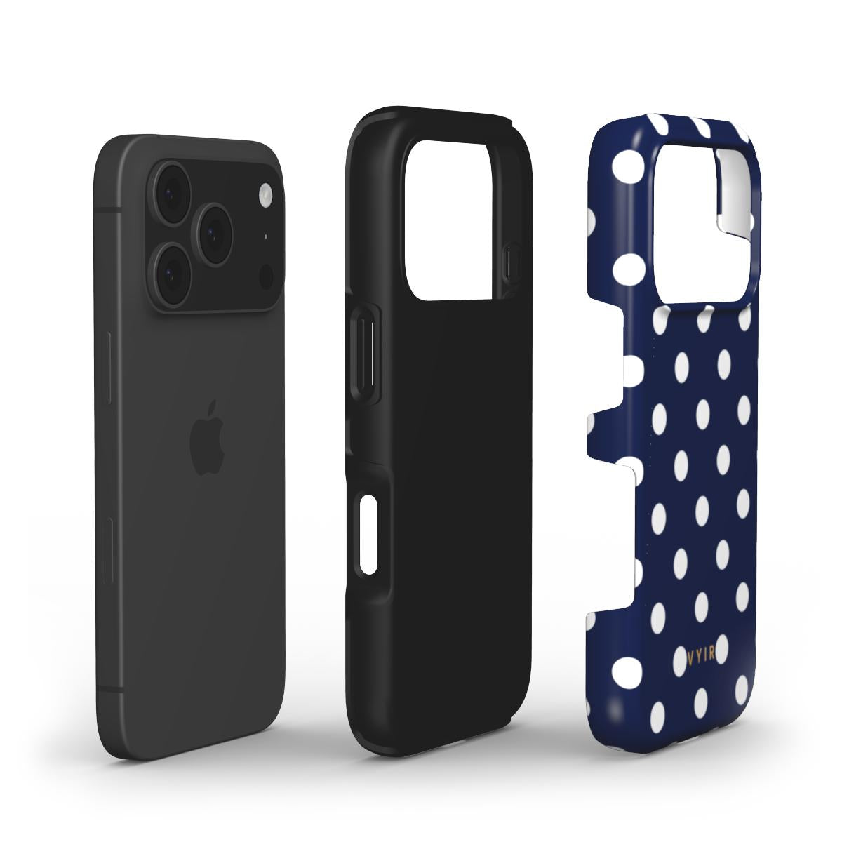 Classic Polka Dots, Old Money Blue - Shockproof Phone Case - VYIR