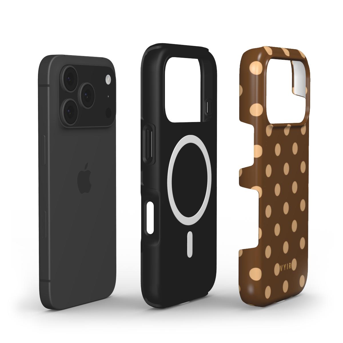Classic Polka Dots, Elegant Brown - Shockproof MagSafe iPhone Case - VYIR